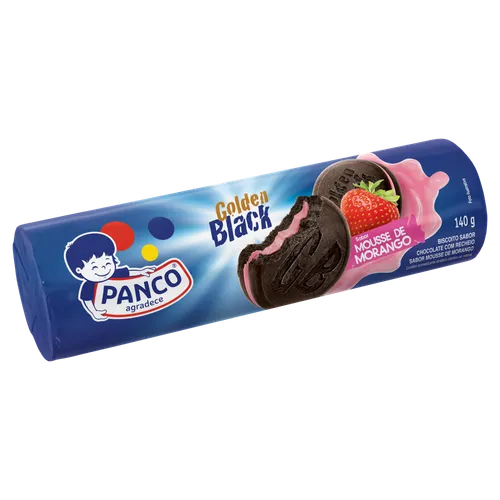 Bolacha / Biscoito Panco Recheada Golden Black Morango 112g