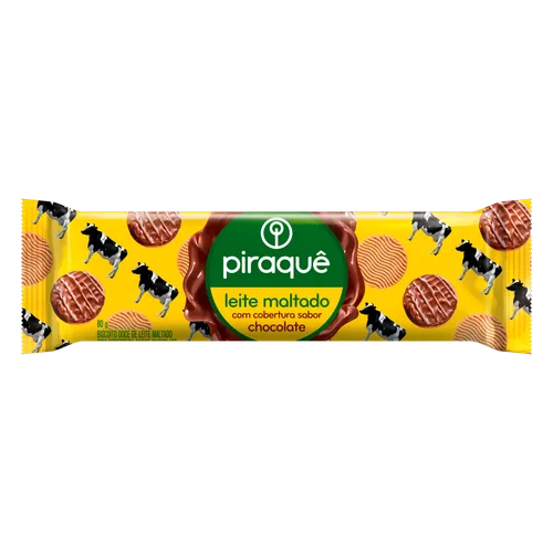 Bolacha / Biscoito Piraque Leite Maltado Cobertura Chocolate 80g