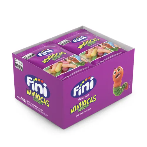 Bala Gel Fini Minhocas Cítricas 18g