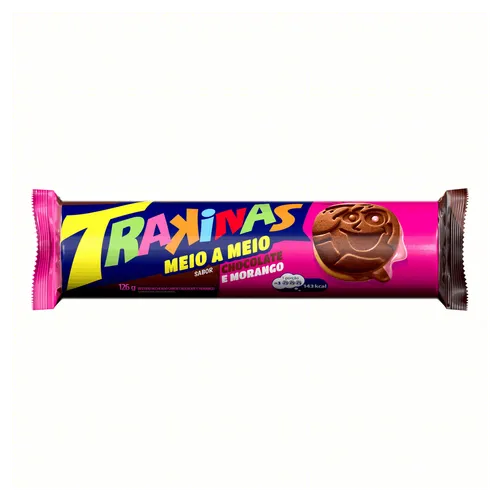 Bolacha / Biscoito Trakinas Chocolate e Morango 126g